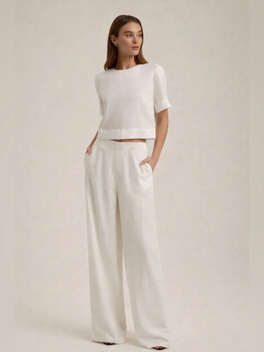 Favorite Daughter Linen Wide Leg Pants High Rise Ivory Size 14 - Picture 1 of 7